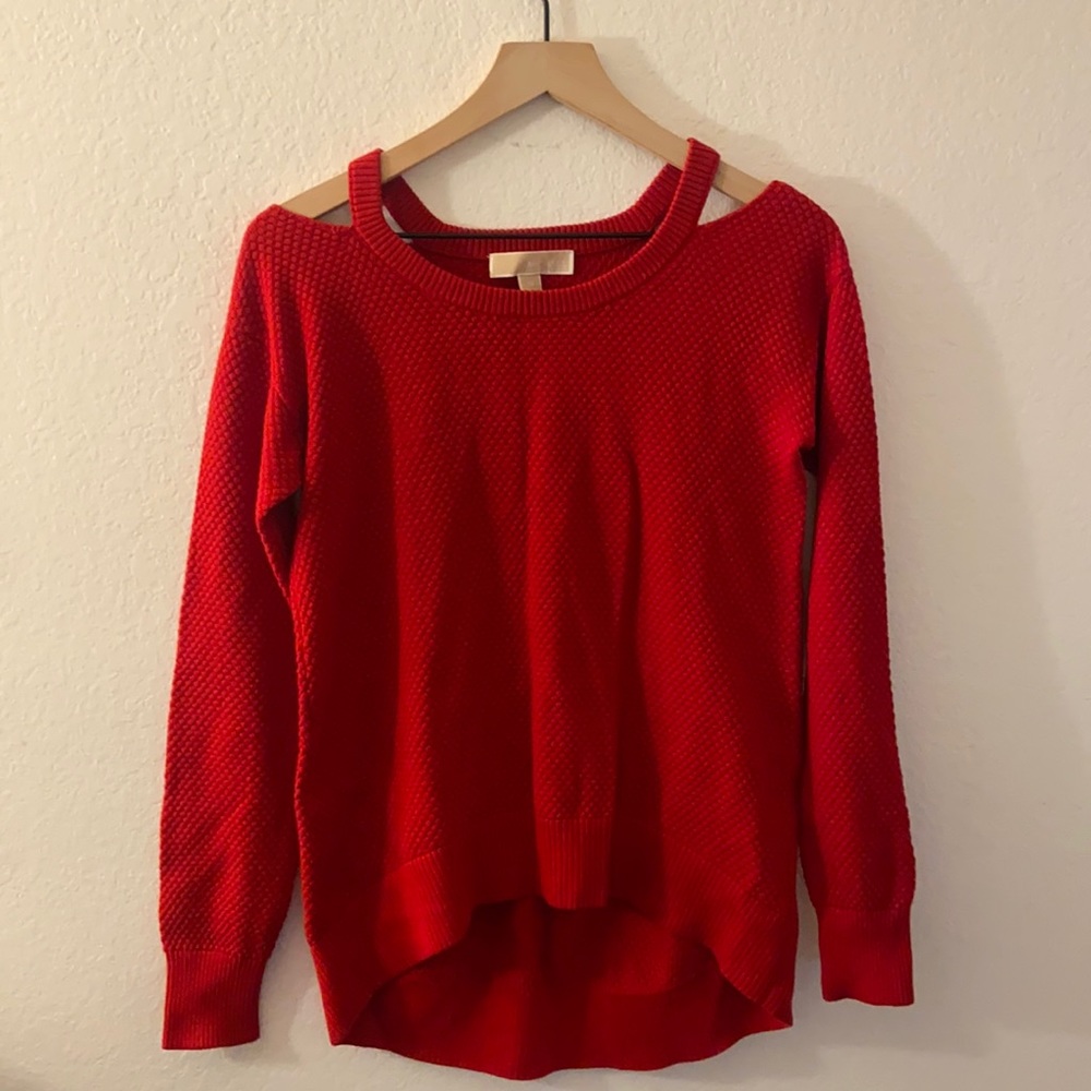Michael Kors Red Cutout Pullover Sweater